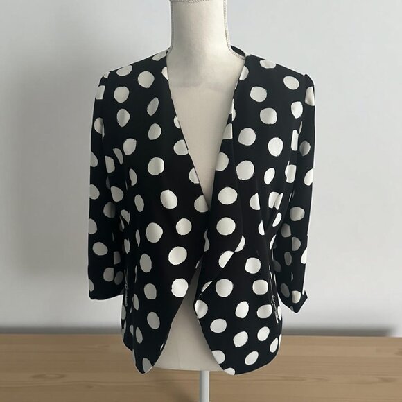 CHICOS Black White Polka Dot Jacket Blazer Size Chicos 0 / US Small 4 - Picture 1 of 6